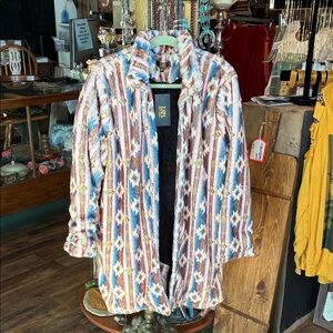 L&B Multicolor Southwestern Patterned Teddy Jacket